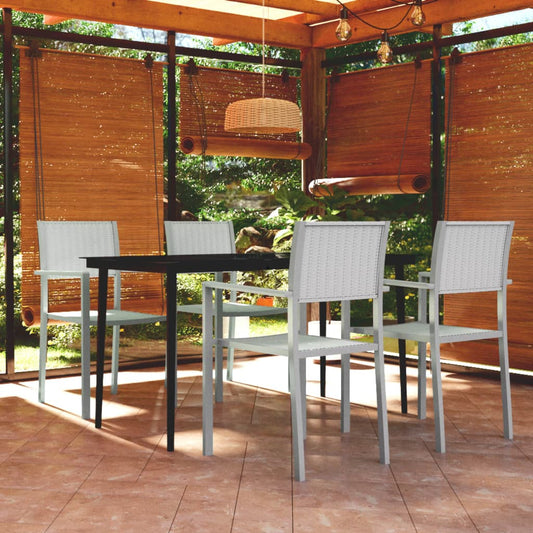 Set Mobili da Pranzo per Giardino 5 pz Bianco - homemem39