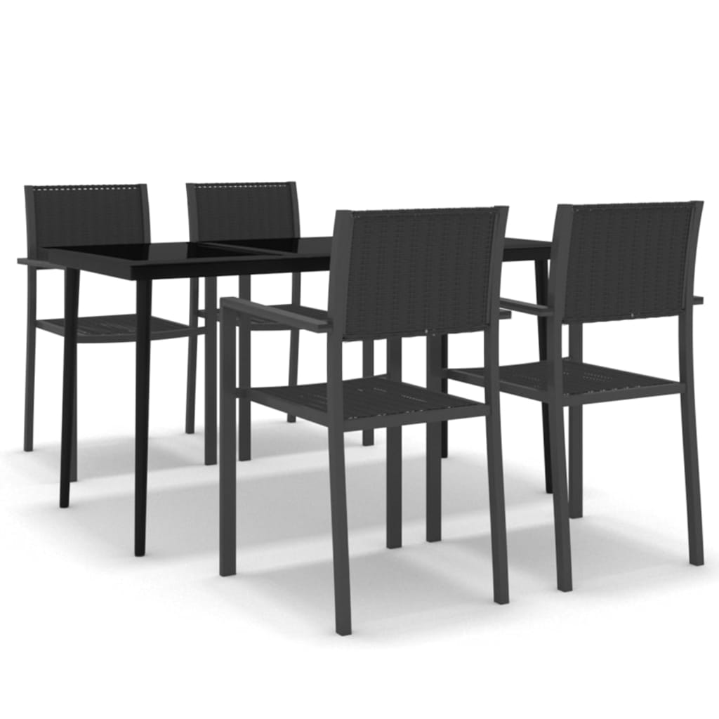 Set da Pranzo da Giardino 5 pz Nero - homemem39