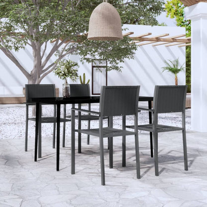 Set da Pranzo da Giardino 5 pz Nero - homemem39