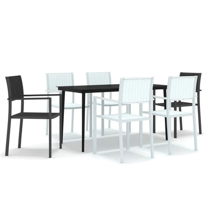 Set Mobili da Pranzo per Giardino 7 pz Nero e Bianco - homemem39