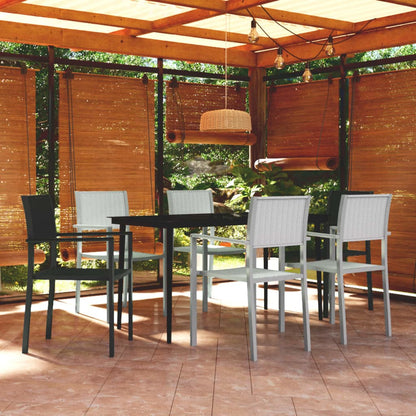 Set Mobili da Pranzo per Giardino 7 pz Nero e Bianco - homemem39