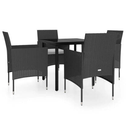 Set da Pranzo da Giardino 5 pz con Cuscini Nero - homemem39
