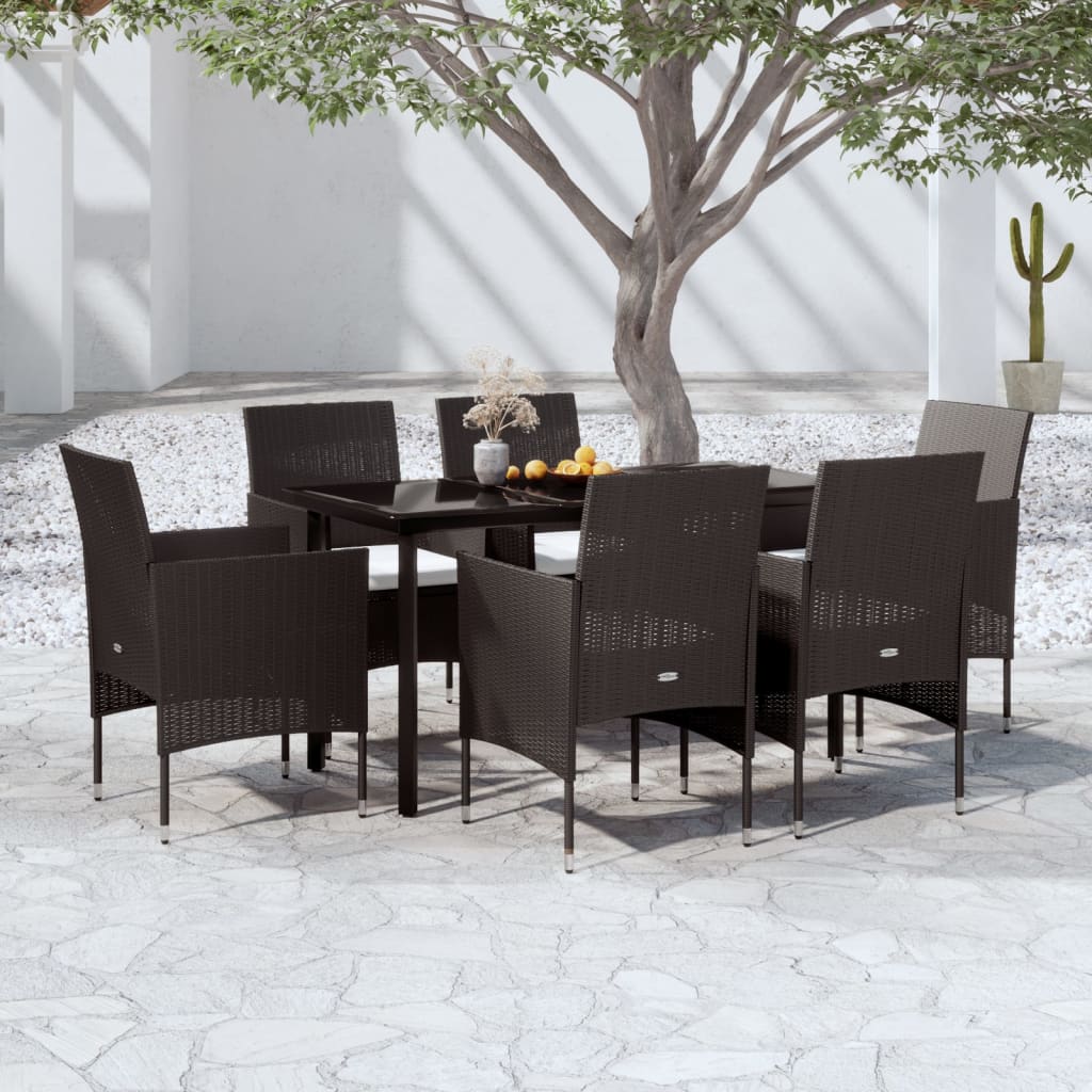 Set da Pranzo da Giardino 7 pz con Cuscini Nero - homemem39