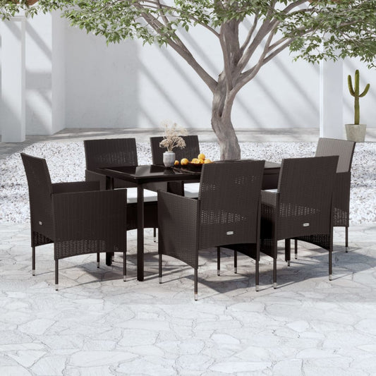 Set da Pranzo da Giardino 7 pz con Cuscini Nero - homemem39