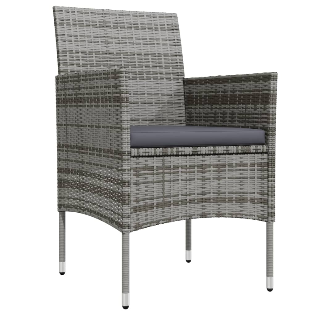 Set da Pranzo da Giardino 3 pz con Cuscini Grigio e Nero - homemem39