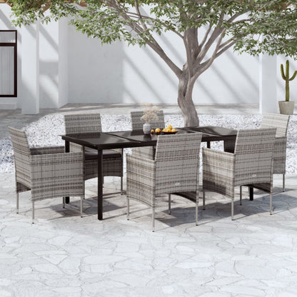 Set da Pranzo da Giardino 7 pz con Cuscini Grigio e Nero - homemem39