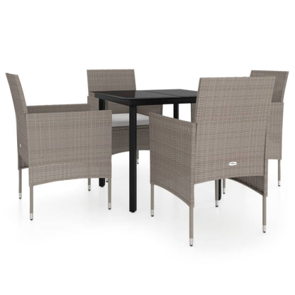 Set da Pranzo da Giardino 5 pz con Cuscini Beige e Nero - homemem39