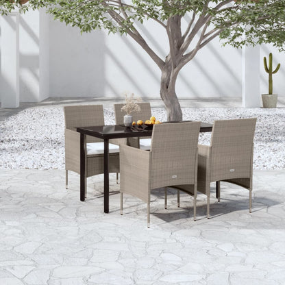 Set da Pranzo da Giardino 5 pz con Cuscini Beige e Nero - homemem39