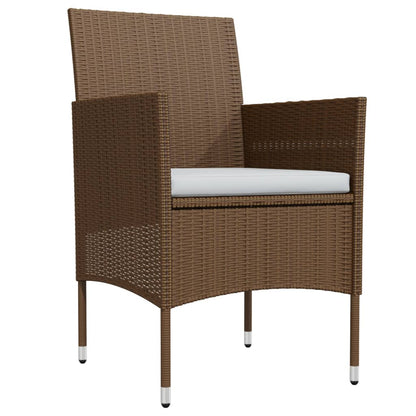 Set da Pranzo da Giardino 3 pz con Cuscini Marrone e Nero - homemem39