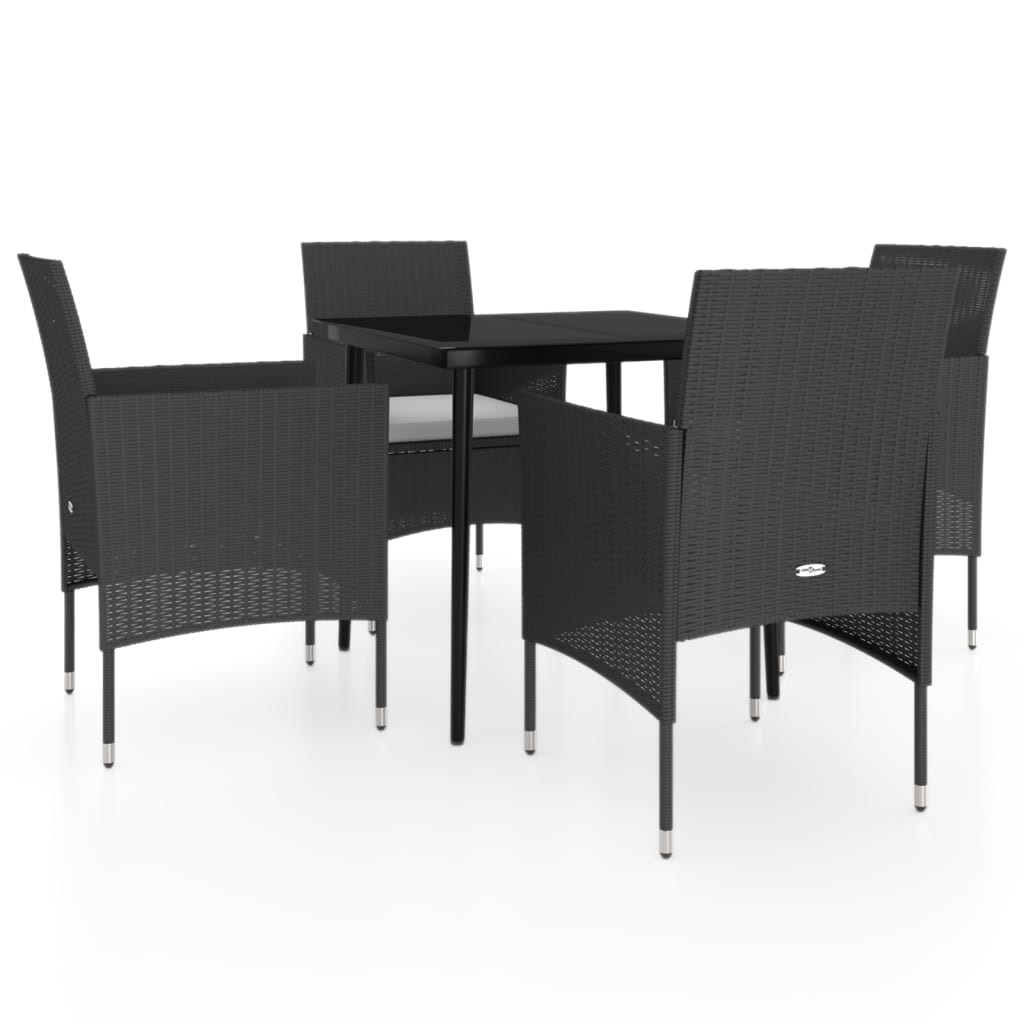 Set da Pranzo da Giardino 5 pz con Cuscini Nero - homemem39