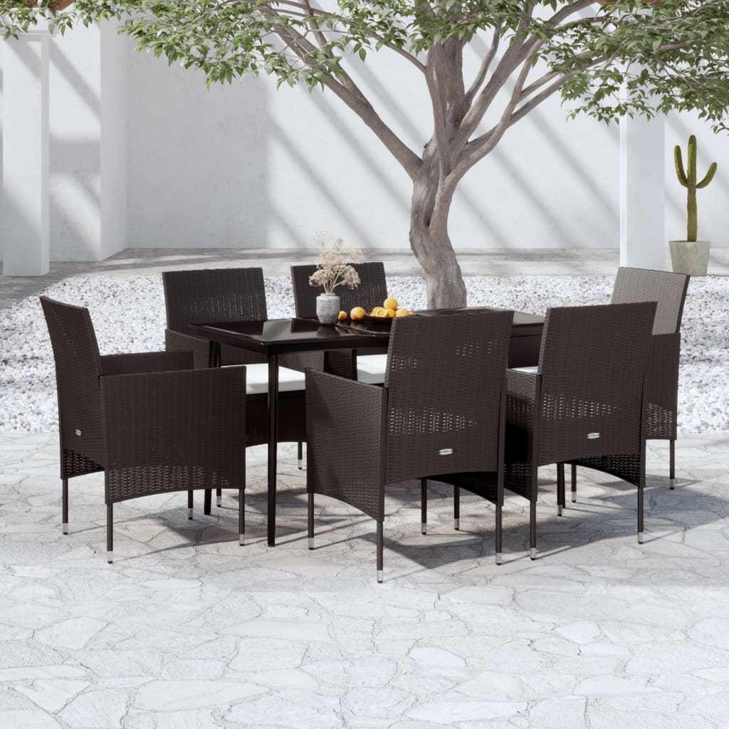 Set da Pranzo da Giardino 7 pz con Cuscini Nero - homemem39