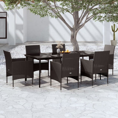 Set da Pranzo da Giardino 7 pz con Cuscini Nero | homemem39