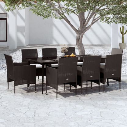 Set da Pranzo da Giardino 9 pz con Cuscini Nero | homemem39