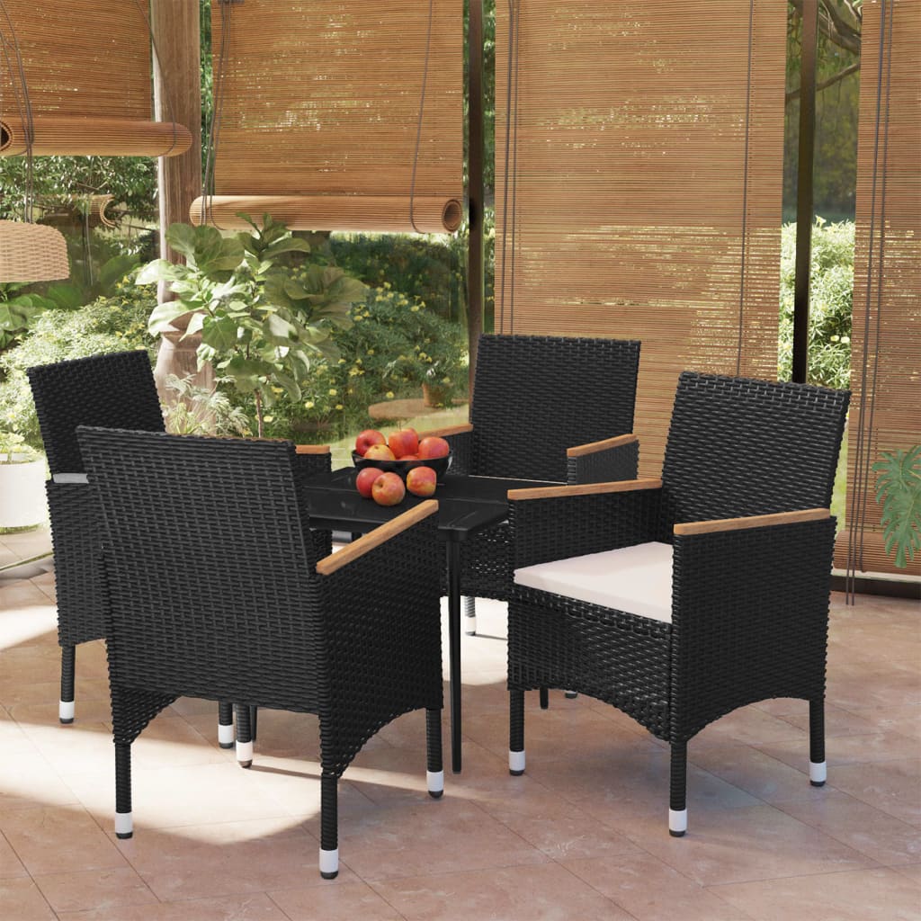 Set da Pranzo da Giardino 5 pz con Cuscini Nero - homemem39