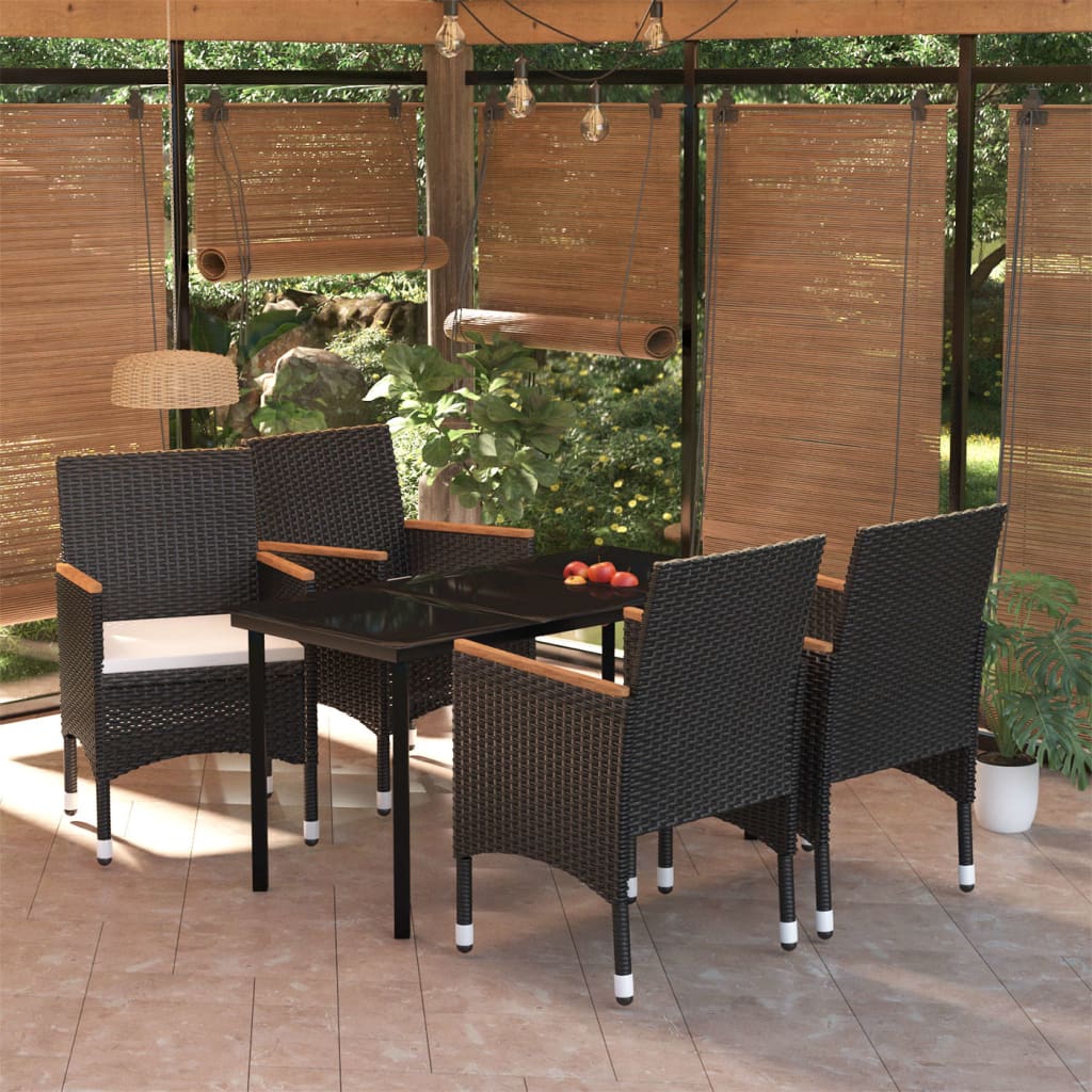 Set da Pranzo da Giardino 5 pz con Cuscini Nero - homemem39