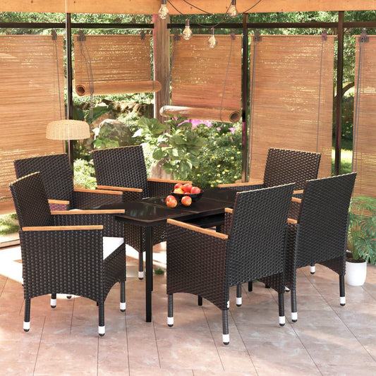 Set da Pranzo da Giardino 7 pz con Cuscini Nero - homemem39