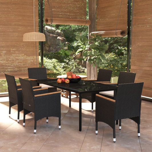 Set da Pranzo da Giardino 7 pz con Cuscini Nero - homemem39
