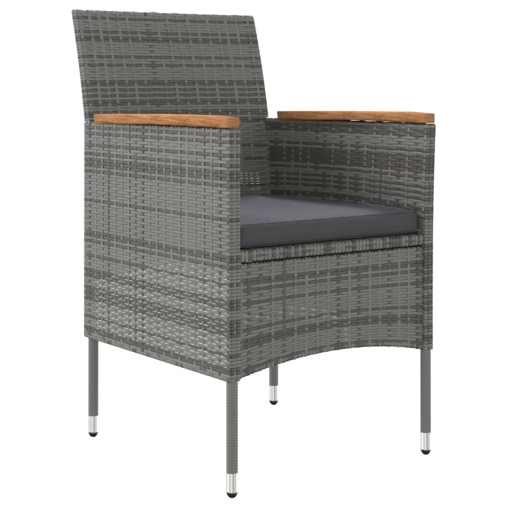 Set da Pranzo da Giardino 5 pz con Cuscini Grigio e Nero - homemem39