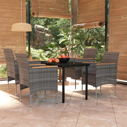 Set da Pranzo da Giardino 5 pz con Cuscini Grigio e Nero - homemem39