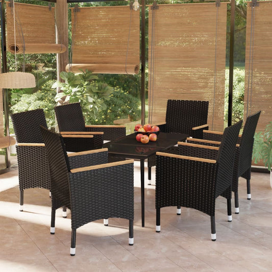 Set da Pranzo da Giardino 7 pz con Cuscini Nero - homemem39