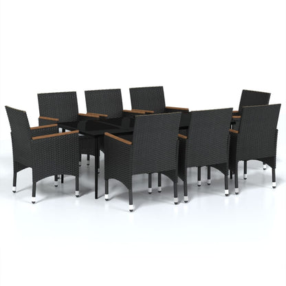 Set da Pranzo da Giardino 9 pz con Cuscini Nero | homemem39