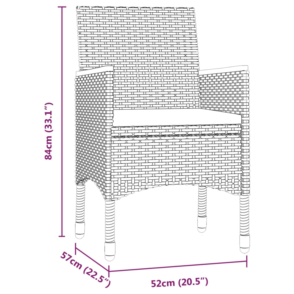 Set da Pranzo da Giardino 9 pz con Cuscini Nero | homemem39