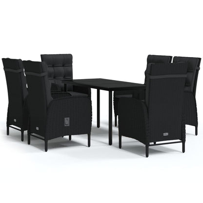 Set da Pranzo da Giardino 7 pz con Cuscini Nero - homemem39