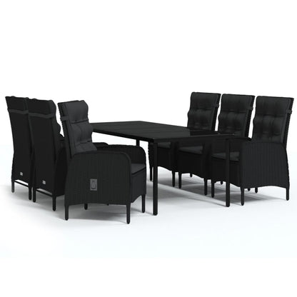Set da Pranzo da Giardino 7 pz con Cuscini Nero - homemem39