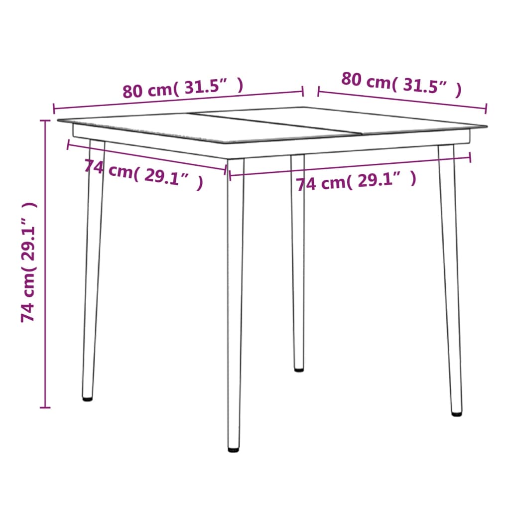 Set da Pranzo da Giardino 5 pz con Cuscini Nero | homemem39