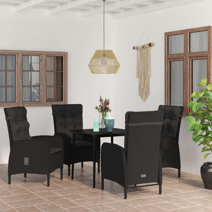 Set da Pranzo da Giardino 5 pz con Cuscini Nero - homemem39