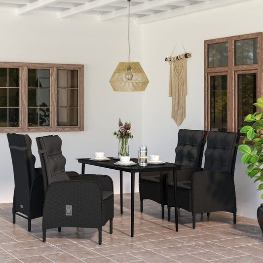 Set da Pranzo da Giardino 5 pz con Cuscini Nero - homemem39