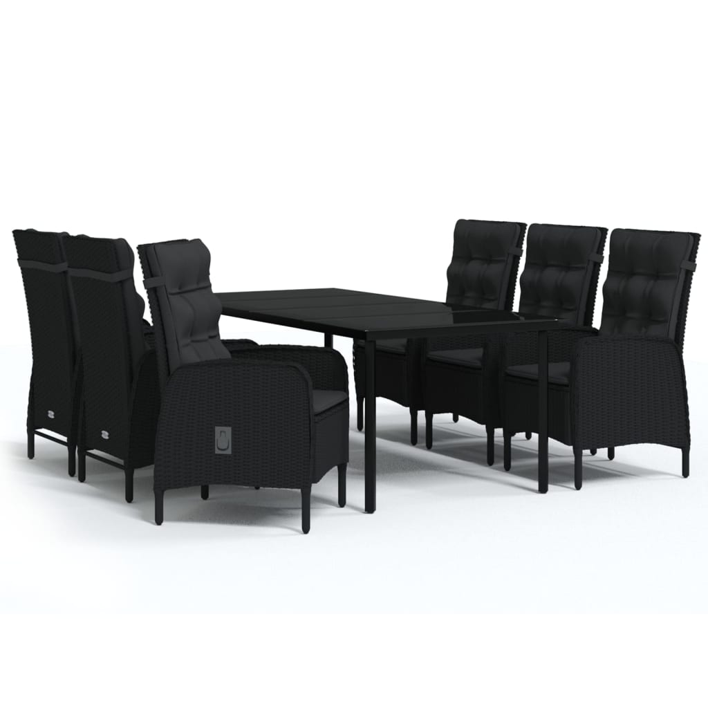 Set da Pranzo da Giardino 7 pz con Cuscini Nero - homemem39