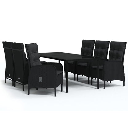 Set da Pranzo da Giardino 7 pz con Cuscini Nero - homemem39