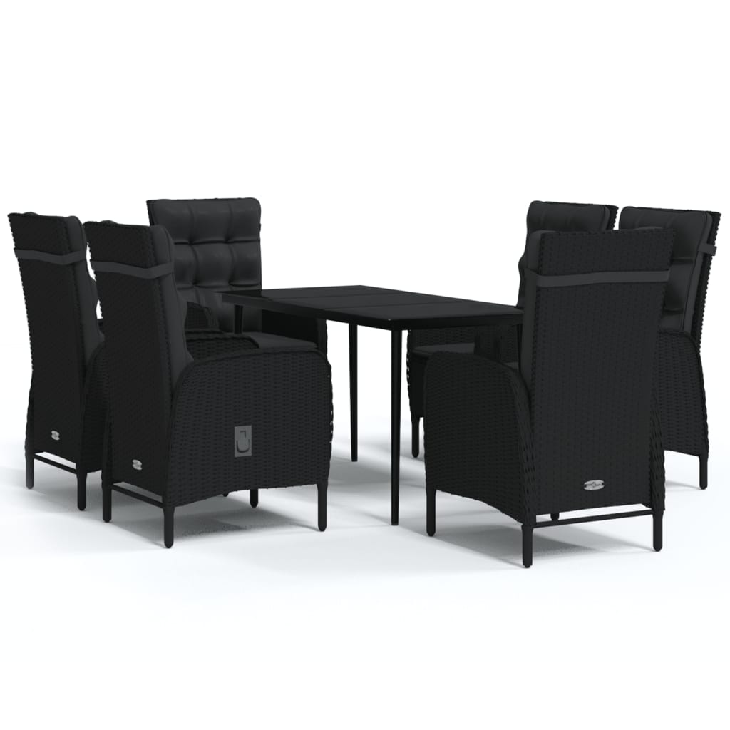 Set da Pranzo da Giardino 7 pz con Cuscini Nero - homemem39