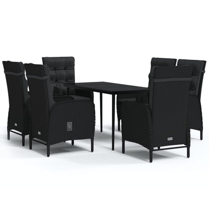 Set da Pranzo da Giardino 7 pz con Cuscini Nero - homemem39