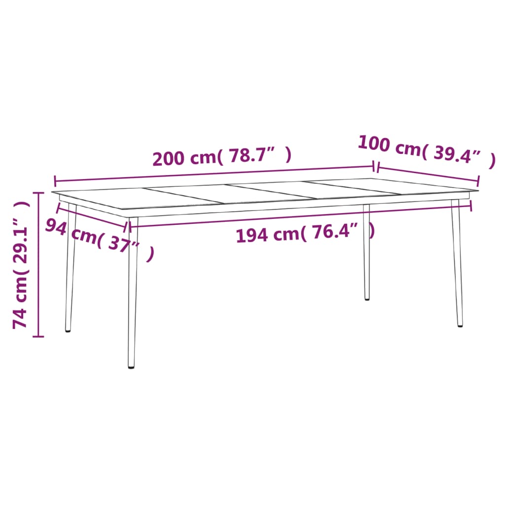 Set da Pranzo da Giardino 7 pz con Cuscini Nero | homemem39