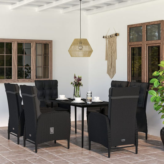 Set da Pranzo da Giardino 7 pz con Cuscini Nero - homemem39