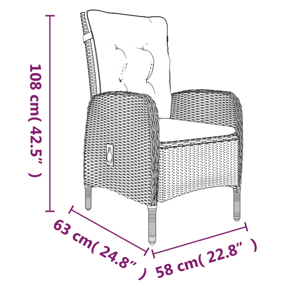 Set da Pranzo da Giardino 7 pz con Cuscini Grigio e Nero | homemem39