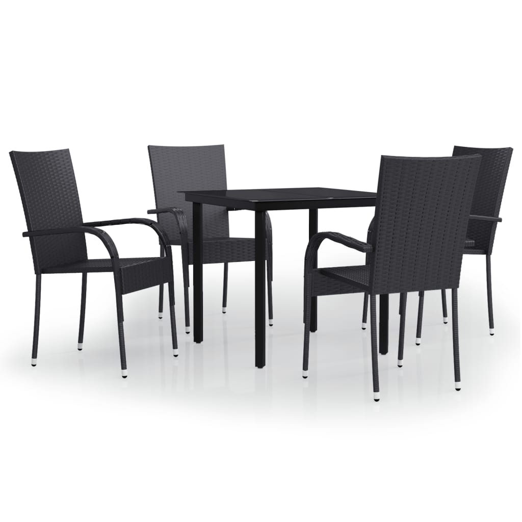 Set Mobili da Pranzo per Giardino 5 pz Nero - homemem39