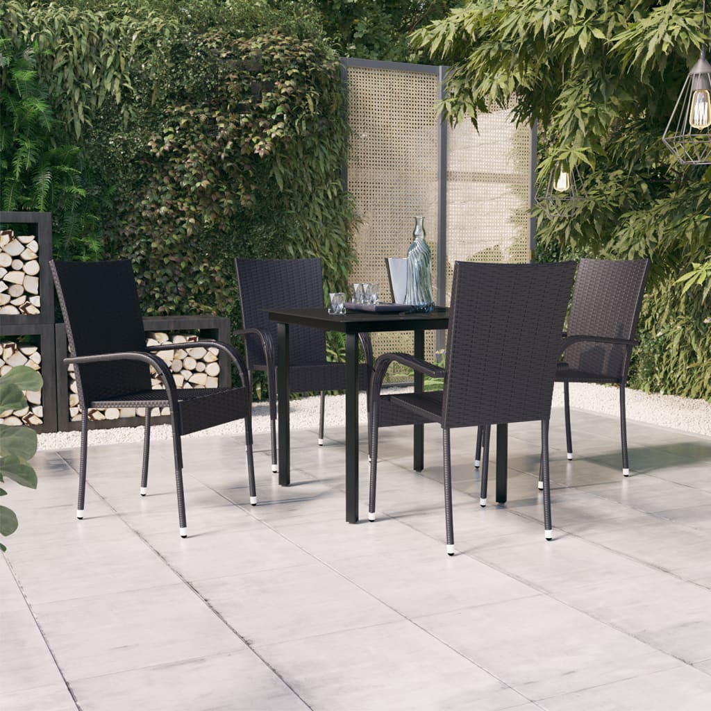 Set Mobili da Pranzo per Giardino 5 pz Nero - homemem39