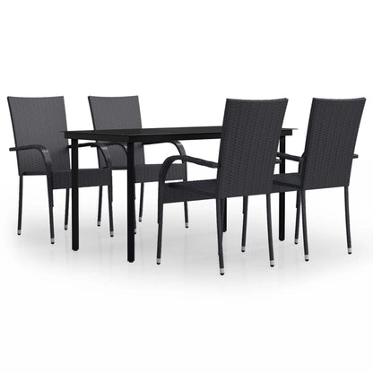 Set Mobili da Pranzo per Giardino 5 pz Nero - homemem39