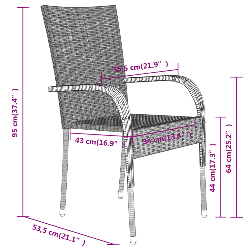 Set da Pranzo per Giardino 9 pz con Cuscini Neri | homemem39