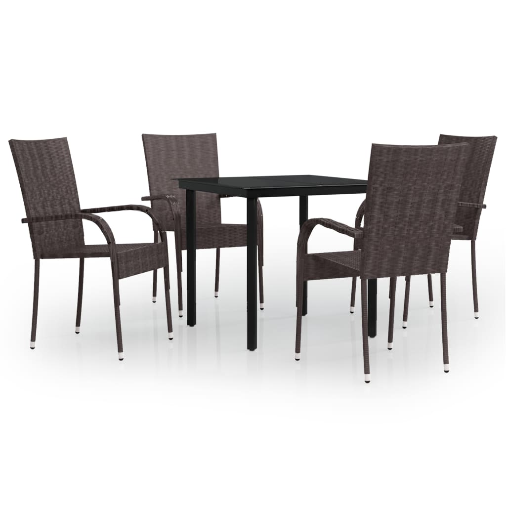 Set da Pranzo da Giardino 5 pz Marrone e Nero - homemem39