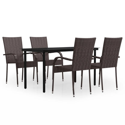 Set da Pranzo per Giardino 5 pz con Cuscini Marrone e Nero - homemem39