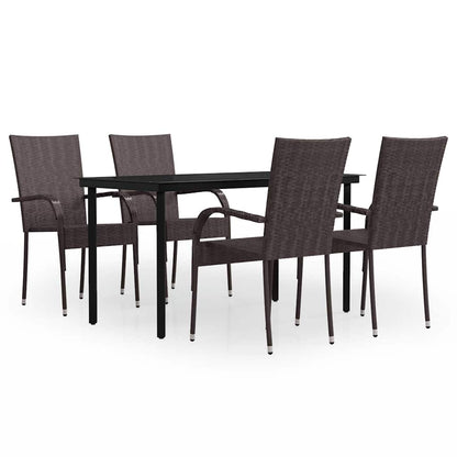 Set da Pranzo per Giardino 5 pz con Cuscini Marrone e Nero