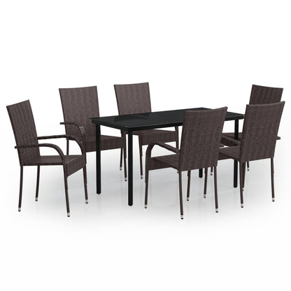 Set da Pranzo per Giardino 7 pz con Cuscini Marrone e Nero - homemem39