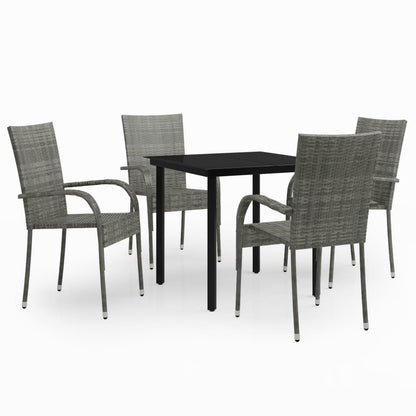 Set Mobili da Pranzo per Giardino 5 pz Grigio e Nero - homemem39