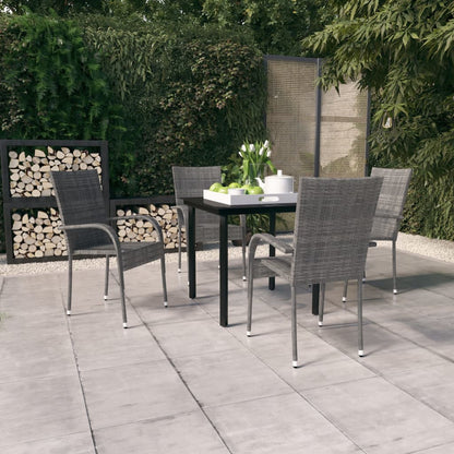 Set Mobili da Pranzo per Giardino 5 pz Grigio e Nero - homemem39
