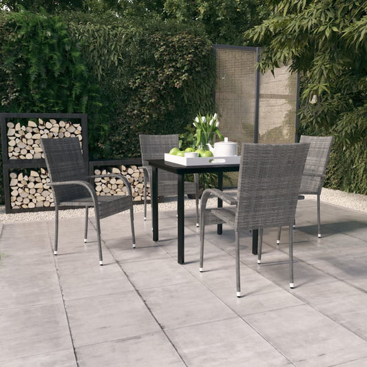 Set Mobili da Pranzo per Giardino 5 pz Grigio e Nero - homemem39