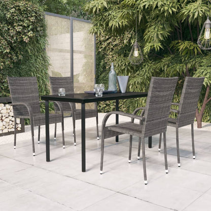 Set Mobili da Pranzo per Giardino 5 pz Grigio e Nero - homemem39